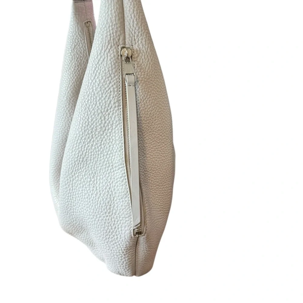 Rebecca Minkoff Pebbled Leather Hobo Shoulder Bag Light Grey